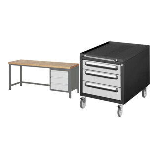 Set STIER Höhenverstellbare Werkbank Premium mit 3 Schubladen BxTxH...