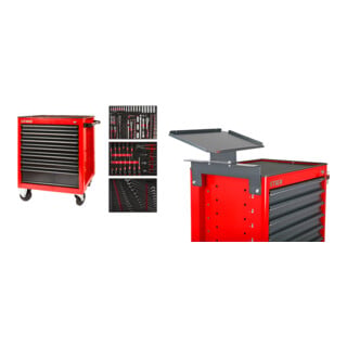 Set STIER Werkstattwagen bestückt 223-teilig + Laptop-Halter