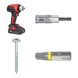 Set Mafell Akku-Bohrschrauber A 18 im T-MAX + Heco-TOPIX-plus 6,0 x 240 + Heco Bits, HECO-Drive, HD-30 + Heco-MagicFlip Magnetbithalter