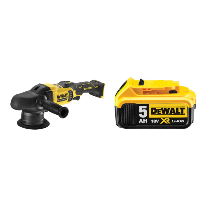 Set DeWalt 18 Volt Akku-Exzenterpolierer (bürstenlos), Basisversion + Ersatz-Akku DCB184-XJ