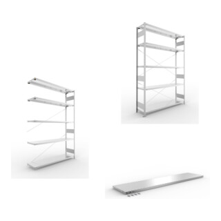 Set S3 CLIP 200 AR 2500x1700x400 mm in verzinkt mit 5 Böden + S3 CLIP 200 GR 2500x1700x400 mm in verzinkt mit 5 Böden + Zusatzboden 1700x400 vzk 4F