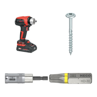 Set Mafell Akku-Bohrschrauber A 18 im T-MAX + Heco HECO-TOPIX-plus 6,0 x 300,...