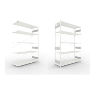Set S3 CLIP 200 AR 2500x1700x600 mm in RAL 7035 mit 5 Böden + S3 CLIP 200 GR 2500x1700x600 mm in RAL 7035 mit 5 Böden + Zusatzboden 1700x600 7035 4F