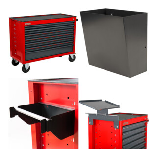 Set STIER Werkstattwagen XXL leer + Papierkorb + Putztuchhalter + Laptop-Halter