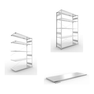 Set S3 CLIP 200 AR 2500x1700x600 mm in verzinkt mit 5 Böden + S3 CLIP 200 GR 2500x1700x600 mm in verzinkt mit 5 Böden + Zusatzboden 1700x600 vzk 4F