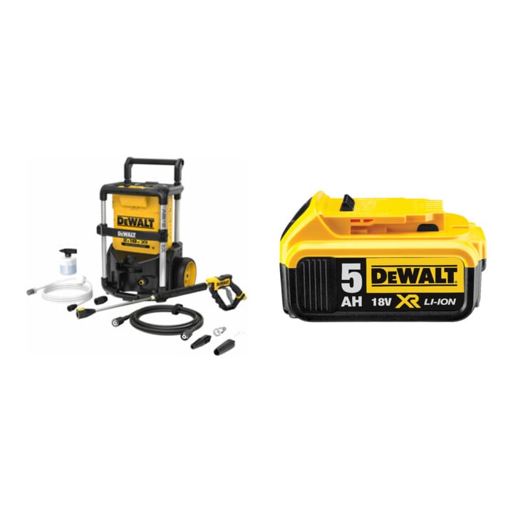 Set DeWalt Akku-Hochdruckreiniger, 2x 18V, Basisversion + Ersatz-Akku DCB184-XJ