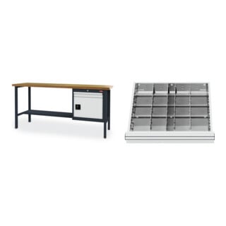 Set STIER Werkbank mit 1 Schublade und 1 Tür BxTxH 2000x600x960 mm RAL 7016...
