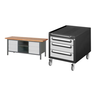 Set STIER Höhenverstellbare Werkbank Premium mit 6 Schubladen und einem...
