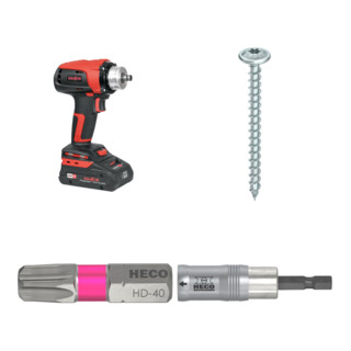 Set Mafell Akku-Bohrschrauber A 18 im T-MAX + Heco-TOPIX-plus 10,0 x 80 + Heco Bits, HECO-Drive, HD-40 + Heco-MagicFlip Magnetbithalter