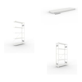 Set S3 CLIP 230 Anbauregal 2000x1000x300 mm in RAL 7035 mit 5 Böden + Zusatzboden RAL 7035 1000x300 mm 230 kg + S3 CLIP 230 Grundregal 2000x1000x300 mm in RAL 7035 mit 5 Böden