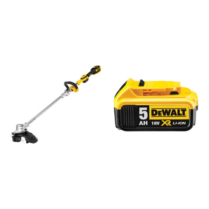 Set DeWalt Akku-Rasentrimmer, 18V, faltbar, Basisversion DCMST561N-XJ + Ersatz-Akku DCB184-XJ