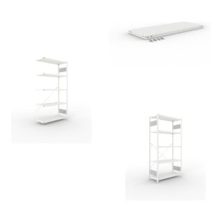 Set S3 CLIP 230 Anbauregal 2000x1000x400 mm in RAL 7035 mit 5 Böden + Fachboden MS 230 CLIP 1000x400 mm grau + S3 CLIP 230 Grundregal 2000x1000x400 mm in RAL 7035 mit 5 Böden