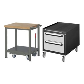 Set STIER Werkbank Premium mit abs. Fahrgestell BxTxH 750x700x880mm +...