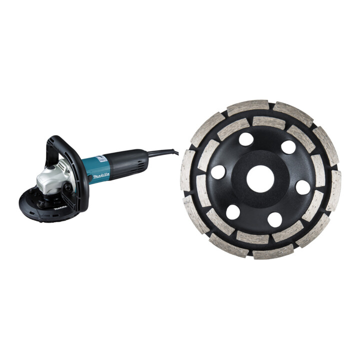 Set Makita Betonschleifer 125 mm PC5010C + STIER Diamant-Schleiftopf dopp. 125mm