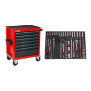 Set Stier Werkstattwagen leer + Steckschlüssel-Satz 1/4'' 3/8'' 1/2'' 179-teilig