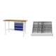 Set STIER Werkbank mit 4 Schubladen BxTxH 1500x600x960 mm RAL 7035 / RAL 5010...