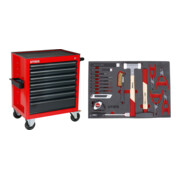 Set Stier Werkstattwagen leer + Universal-Werkzeugsatz 18-teilig in Weichschaumeinlage (EVA)