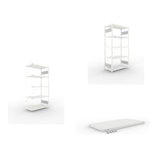 Set S3 CLIP 230 Anbauregal 2000x1000x500 mm in RAL 7035 mit 6 Böden + Fachboden MS 230 CLIP 1000x500 mm grau + S3 CLIP 230 Grundregal 2000x1000x500 mm in RAL 7035 mit 6 Böden