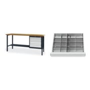 Set STIER Werkbank mit 4 Schubladen BxTxH 2000x600x960 mm RAL 7016 / RAL 7035...