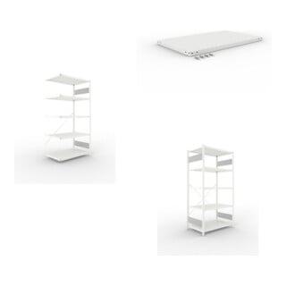 Set S3 CLIP 230 Anbauregal 2000x1000x600 mm in RAL 7035 mit 6 Böden + Fachboden MS 230 CLIP 1000x600 mm grau + S3 CLIP 230 Grundregal 2000x1000x600 mm in RAL 7035 mit 6 Böden