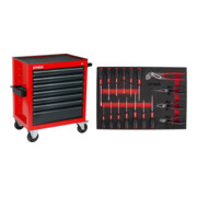 Set Stier Werkstattwagen leer + Schraubendreher & Zangensatz 17-teilig in Weichschaumeinlage (EVA)