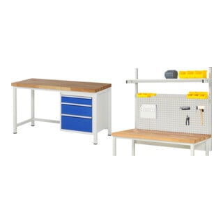 Set Rau Werkbank, BxTxH 1500x700x840 mm + System-Aufbau Komplettset 01