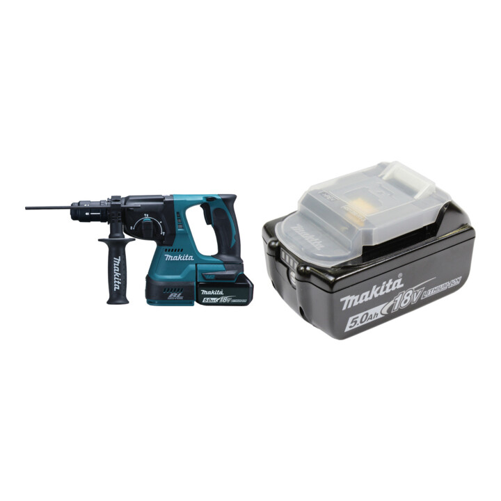 Set Makita Akku-Kombihammer DHR243RTJ 18 V / 5,0 Ah + Akku 18,0 V 5,0 AhBL1850B