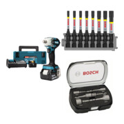 Set Makita Schlagschrauber 18V + 2 Akkus + Bosch Bit- & Stecknuss-Set 14-tlg.