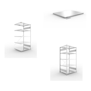 Set S3 CLIP 230 Anbauregal 2000x1000x800 mm in verzinkt mit 5 Böden + S3 CLIP 230 Grundregal 2000x1000x800 mm in verzinkt mit 5 Böden + Fachboden MS 230 CLIP 1000x800 mm verz.