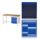 Set Rau GmbH Werkbank, BxTxH 1500x700x840 mm + Einteilungsset für Schubladen BxT 490x560 mm: 1 Trennwand, 4 Quertrennbleche + Einteilungsset für Schubladen BxT 490x560 mm: Antirutschmatte-1