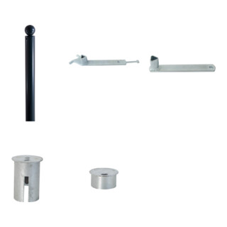 Set Schake Absperrstilpfosten Typ 475FUB umlegbar + Dreikantschlssel M 12 + Grauguss-Univ.-Schlssel z.Absperrpf. m.Feuerw.-V. + BefestigungsschraubensatzTyp 1 + Bodenhlse zum Einbetonieren