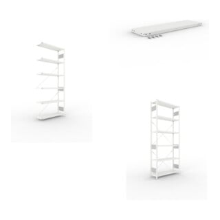 Set S3 CLIP 230 Anbauregal 2500x1000x300 mm in RAL 7035 mit 6 Böden + Zusatzboden RAL 7035 1000x300 mm 230 kg + S3 CLIP 230 Grundregal 2500x1000x300 mm in RAL 7035 mit 6 Böden