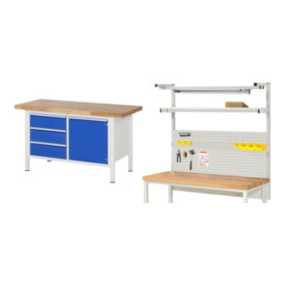 Set Rau Werkbank, BxTxH 1500x700x840 mm + System-Aufbau Komplettset 04