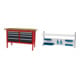 Set STIER Werkbank mit 8 Schubladen BxTxH 1500x600x960 mm RAL 3020 / RAL 7016...
