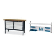 Set STIER Werkbank mit 8 Schubladen BxTxH 1500x600x960 mm RAL 7016 / RAL 7035...