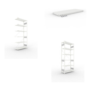 Set S3 CLIP 230 Anbauregal 2500x1000x400 mm in RAL 7035 mit 6 Böden + Fachboden MS 230 CLIP 1000x400 mm grau + S3 CLIP 230 Grundregal 2500x1000x400 mm in RAL 7035 mit 6 Böden