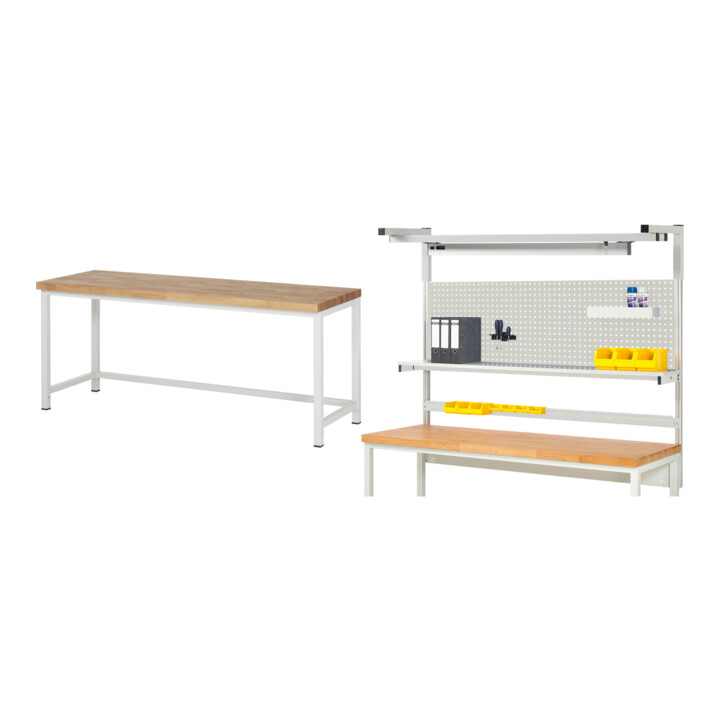 Set Rau Werkbank, BxTxH 2000x700x840 mm + System-Aufbau Komplettset 04
