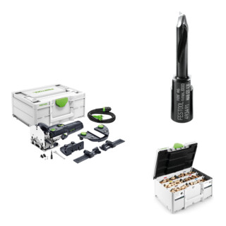 Set Festool Dübelfräse DF500 Q-Set DOMINO + Fräser D6 + DOMINO Dübel Buche Sort.