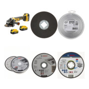 Set DEWALT Winkelschleifer DCG405P3-QW 18V +Bosch 6 Trennscheiben 125 mm