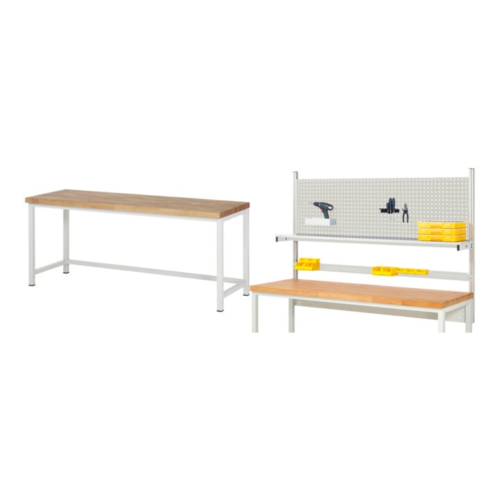 Set Rau Werkbank, BxTxH 2000x700x840 mm + System-Aufbau Komplettset 01