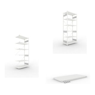 Set S3 CLIP 230 Anbauregal 2500x1000x500 mm in RAL 7035 mit 6 Böden + Fachboden MS 230 CLIP 1000x500 mm grau + S3 CLIP 230 Grundregal 2500x1000x500 mm in RAL 7035 mit 6 Böden
