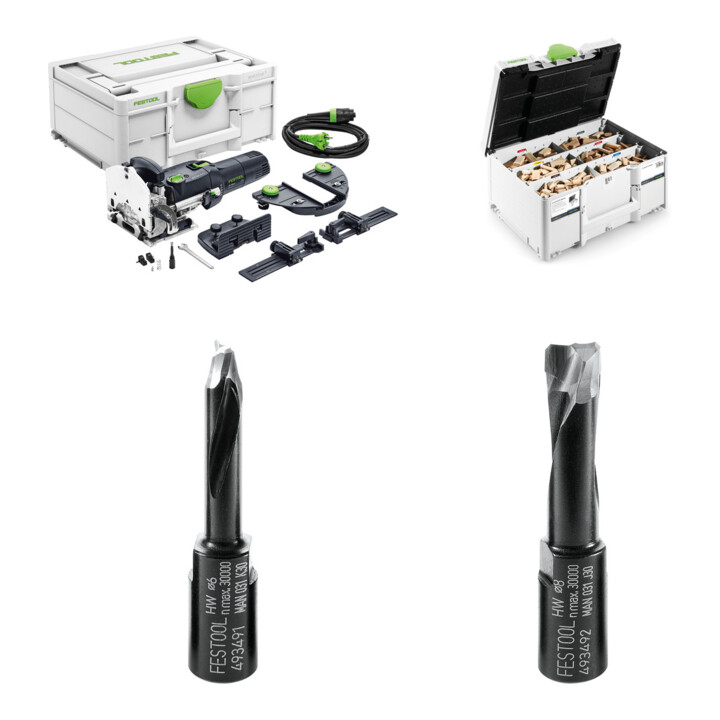 Set Festool Dübel fräse DF500 Q-Set DOMINO + Fräser D6 & D8 + DOMINO Dübel Buche