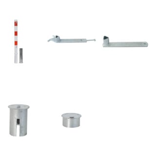 Set Schake Absperrpfosten Typ 476FU, umlegbar + Dreikantschlssel M 12, Standard + Grauguss-Univ.-Schlssel z.Absperrpf. m.Feuerw.-V. + BefestigungsschraubensatzTyp 1 + Bodenhlse zum Einbetonieren
