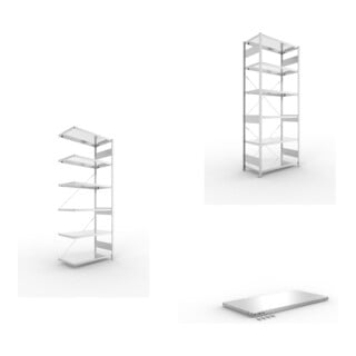 Set Steckregal S3 230 AF 2500x1000x500 mm vzk + Steckregal S3 230 GF 2500x1000x500 mm vzk + Fachboden MS 230 CLIP 1000x500 mm verz.