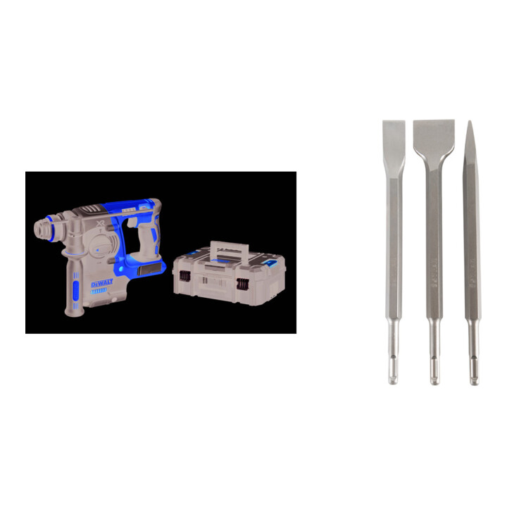 Set DeWalt Akku-Kombihammer 18,0 V SDS-Plus DCH273NT + STIER Meißel-Set SDS-plus