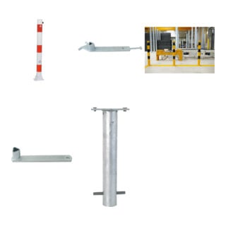 Set Absperrpfost.Umlegbar Ø 76Mmfeuerverz.-Typ 476Fub + Dreikantschlssel M 12, Standard + Grauguss-Univ.-Schlssel z.Absperrpf. m.Feuerw.-V. + BefestigungsschraubensatzTyp 1 + Bodenhlse zum Einbetonieren