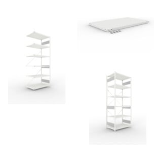Set S3 CLIP 230 Anbauregal 2500x1000x600 mm in RAL 7035 mit 6 Böden + Fachboden MS 230 CLIP 1000x600 mm grau + S3 CLIP 230 Grundregal 2500x1000x600 mm in RAL 7035 mit 6 Böden