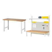 Set Rau Baukastenwerkbank, Arbeitsplatte Buche massiv 40 mm + System-Aufbau Komplettset 01