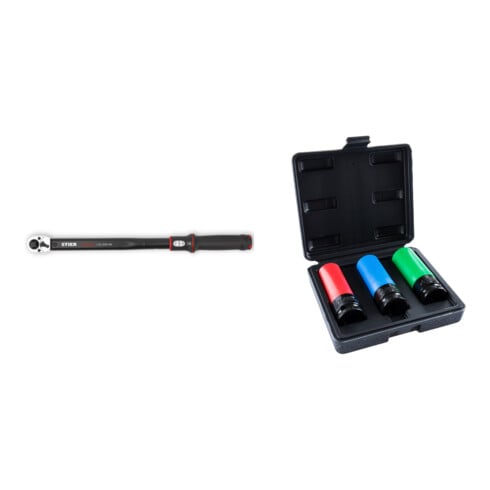 Set STIER Aktions-Drehmomentschlüssel 1/2" +Steckschlüssel-Satz 1/2"
