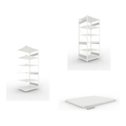 Set S3 CLIP 230 Anbauregal 2500x1000x800 mm in RAL 7035 mit 6 Böden + Fachboden MS 230 CLIP 1000x800 mm grau + S3 CLIP 230 Grundregal 2500x1000x800 mm in RAL 7035 mit 6 Böden